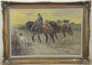 Cultivateur Avec Ses Deux Chevaux Et Son Chien by Henry Schouten