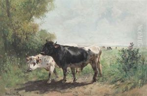 Taureaux A La Lisiere De La Foret by Henry Schouten