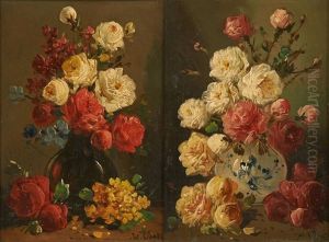 Composition Florale (2 Works) by Henry Schouten