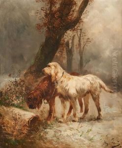 Chiens De Chasse Sous Les Saules