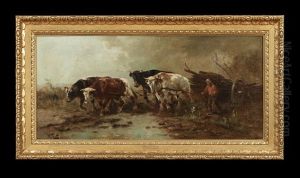 Oxen Pulling A Cart by Henry Schouten