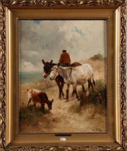 Anes Et Chevre Dans Les Dunes by Henry Schouten