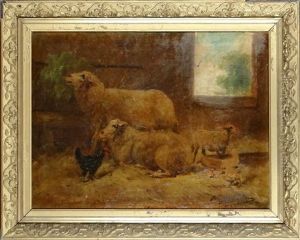 Interieur De Bergerie Avec Moutons Et Poules by Henry Schouten