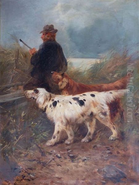 Chasseur Et Chiens A La Cote - view 1