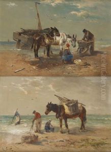 Pecheurs De Crevettes A La Mer Du Nord (2 Works) by Henry Schouten
