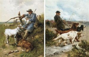 Chasseur Avec Chiens De Chasse - Berger Au Repos (2 Works)