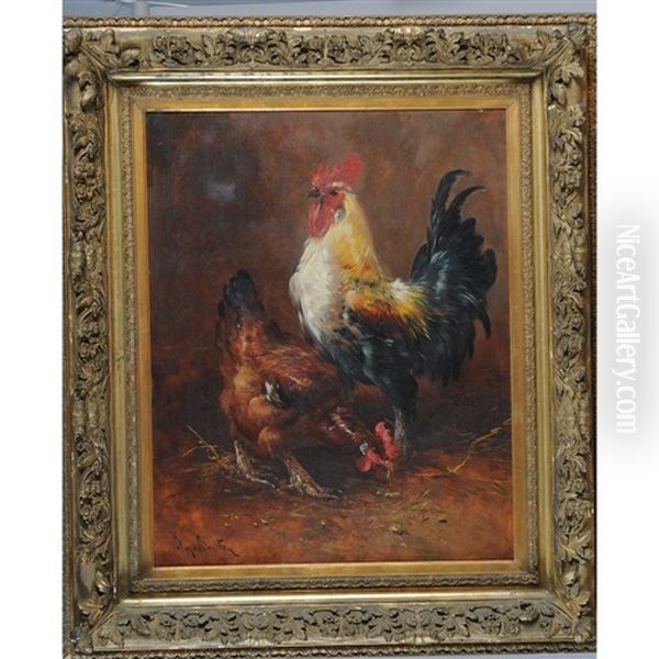Coq Et Poule Au Poulailler - view 1