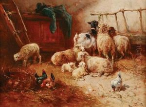 Farm Animals In An Interior by Henry Schouten