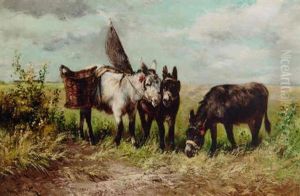 Three Donkeys In An Extensive Landscape