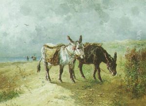Donkeys Near The Beach by Henry Schouten