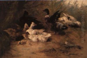 Ducks On A River Bank