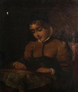 Portrait Of A Girl At Her Needlework