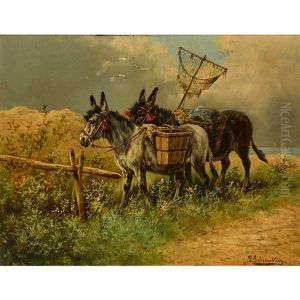 Zwei Esel Auf Einer Meeresdune by Paul Schouten
