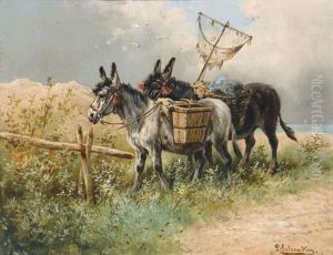 Zwei Esel Auf Einer Meeresdune by Paul Schouten