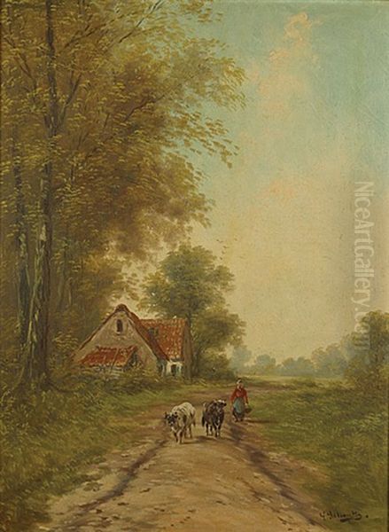 Herderin Met Koeien - view 1