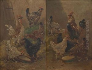 Poules Au Poulailler (+another; 2 Works) by Paul Schouten