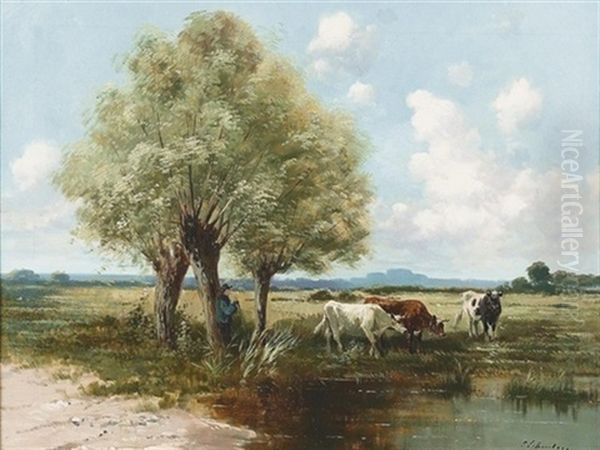 Drei Kuhe An Einer Tranke - view 1