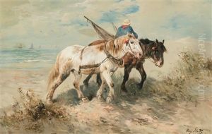 Shrimp Fisherman On The Beach by Henry Schouten