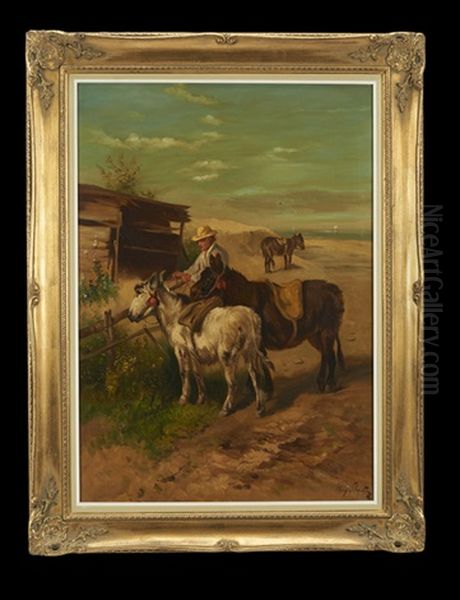 Farmer With Donkeys - view 1