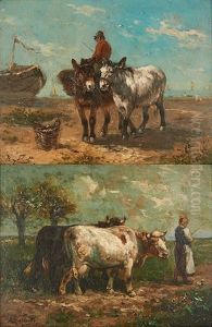 Deux Anes A La Peche & Vaches Et Jeune Femme (2 Works) Deux Anes A La Peche & Vaches Et Jeune Femme (2 Works)