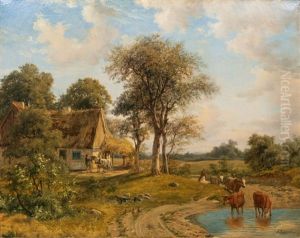 Landschaft Mit Kuhen An Der Tranke by Axel Thorsen Schovelin