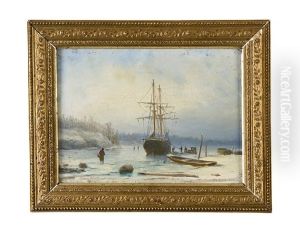 Danskt Kustlandskap Med Fiskare Och Eka by Axel Thorsen Schovelin