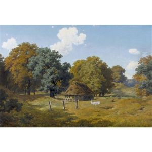 Waldlichtung Mit Hirsch by Axel Thorsen Schovelin