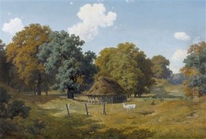Waldlichtung Mit Einem Hirsch by Axel Thorsen Schovelin