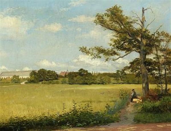 Landscape With A Man Resting Under A Tree - view 1