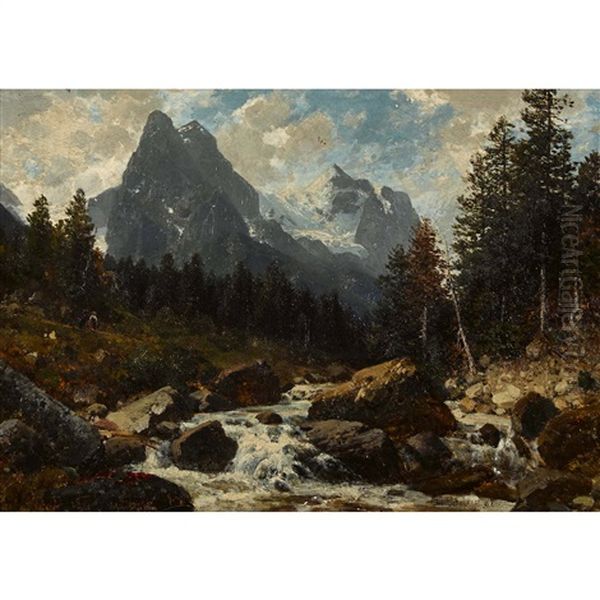 Gebirgsbach Mit Well- Und Wetterhorn - view 1
