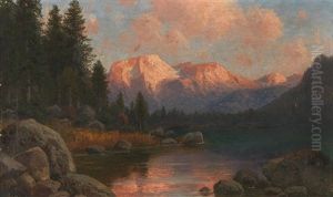 View Of Hintersee With The Hohe Goll by Josef Schoyerer