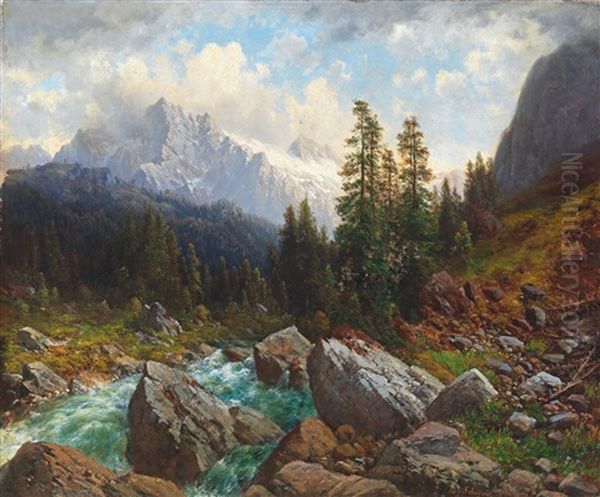 Mountain Torrent With A Storm Brewing In The Mountains - view 1