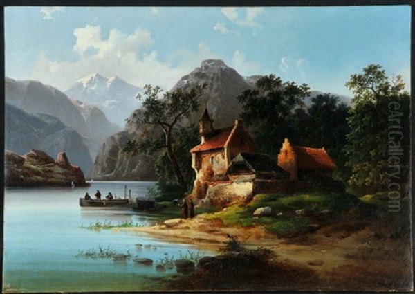 Kapelle Und Fischerboot Am Vierwaldstattersee - view 1