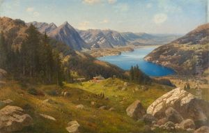 Blick Auf Einen Gebirgssee by Josef Schoyerer