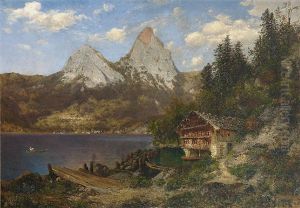 Die Mythen Mit Dem Lauerzersee An Einem Sommertag by Josef Schoyerer