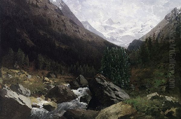 Gebirgslandschaft Mit Gletschermassiv - view 1
