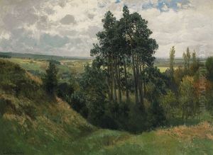 Sommerliche Landschaft Mit Stadtsilhouette Bei Abziehendem Gewitter