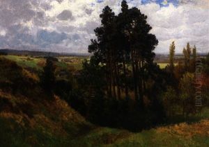 Blick Von Der Hohe In Sommerliche Landschaft Mit Kleiner Stadt by Josef Schoyerer