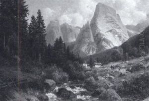 Gebirgslandschaft Mit Bachlauf Gebirgslandschaft Mit Bachlauf