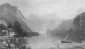 Boote Auf Gebirgssee by Josef Schoyerer