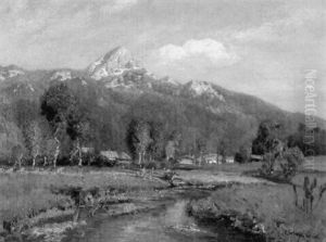 Bachlauf In Sommerlicher Voralpenlandschaft by Josef Schoyerer