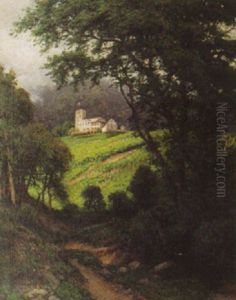 Alplandskap Med Borg by Josef Schoyerer