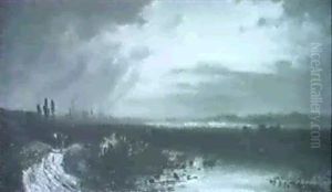 Gewitterstimmung And Der Isar Bei Munchen by Josef Schoyerer