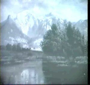 Partie Im Tal Vor Dem Hohen Goll Mit Weiher Und Herbstbaumen