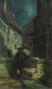 Nachtliche Gasse. Bewahrt Das Feuer Und Das Licht by Julius Schrag