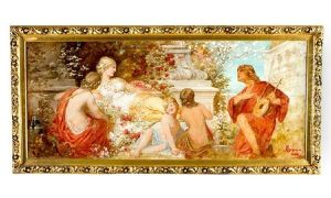 Allegory With Figures And Angel In Landscape by Alois Hans Schram