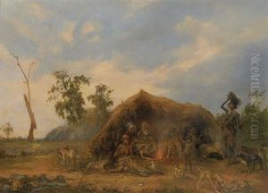 Native Encampment In South Australia by Alexander Schramm