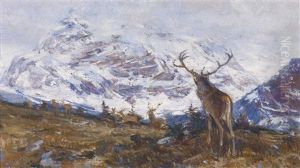 Rotwildrudel Im Hochgebirge by Max Rudolf Schramm-Zittau