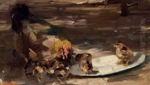 Henne Mit Jungen by Max Rudolf Schramm-Zittau