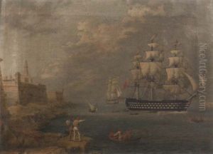 H.m.s. "britannia" Entering The Grand Harbour, Valletta Ahead Of A Large Two-decker